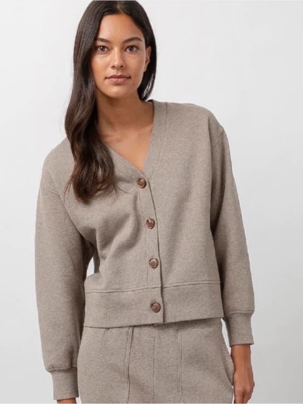 RAILS Omi Latte Heather Fleece Cardigan Sweatshirt Cozy Neutral Lounge Medium